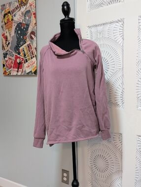 GAIAM Dusty Rose Zip-side Fleece Lined Pullover